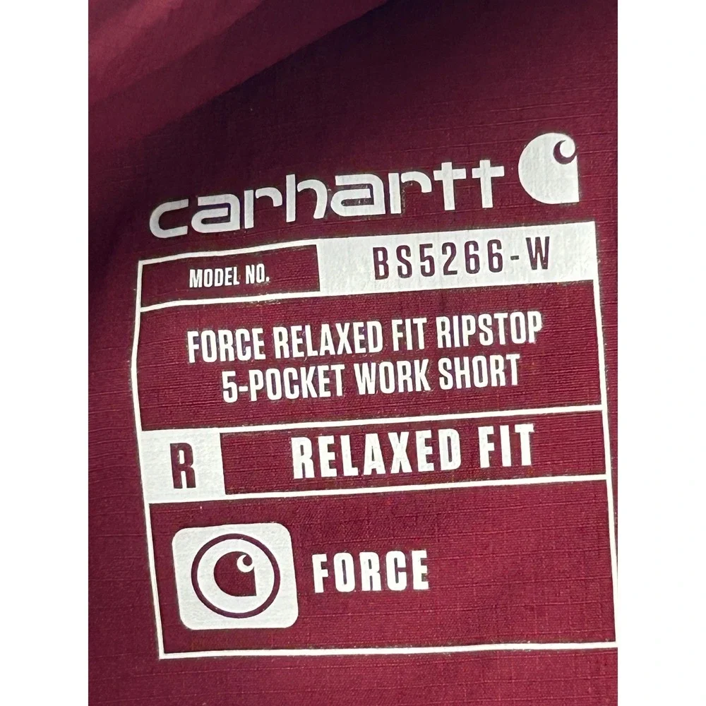 Carhartt Force Relaxed Fit Ripstop 5Pocket Work Short BS5266-W Wine Red Womens S